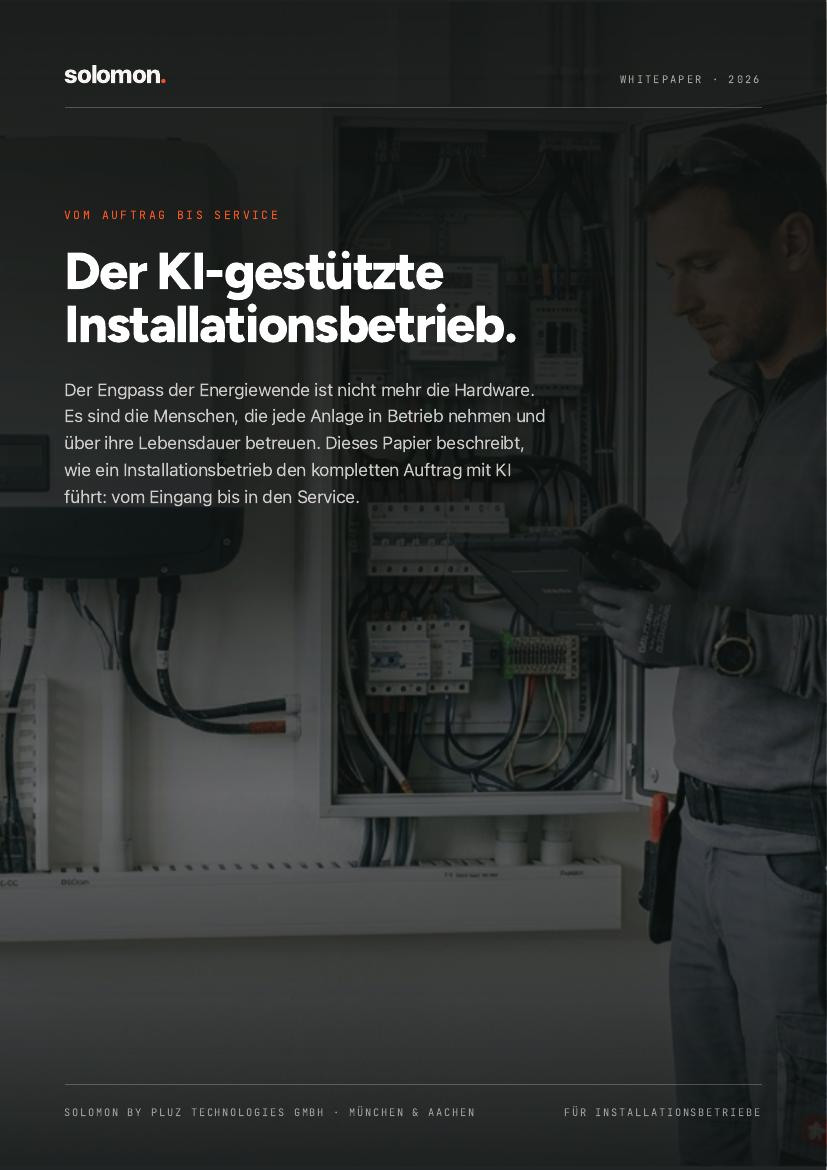 Cover des PLUZ Whitepapers Der KI-gestützte Installationsbetrieb
